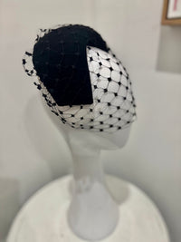 Wendy Scully Black Felt Vintage Bibi Half Hat.