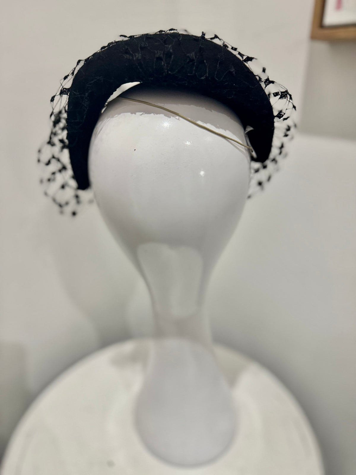 Wendy Scully Black Felt Vintage Bibi Half Hat.
