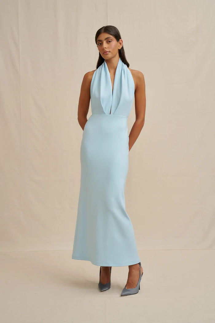 BY JOHNNY 'Imogen' Halter Dress- Light Blue