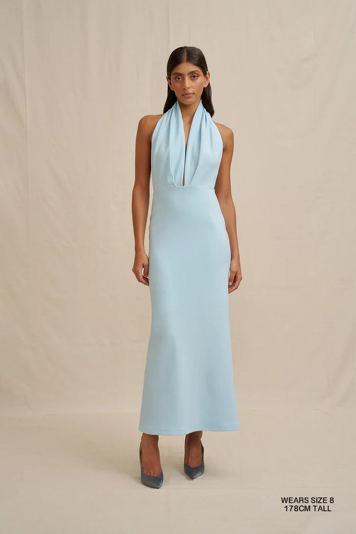 BY JOHNNY 'Imogen' Halter Dress- Light Blue