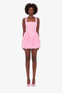 Leo Lin 'Piper' Floral Appliqué Mini Dress - Baby Pink
