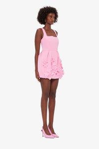 Leo Lin 'Piper' Floral Appliqué Mini Dress - Baby Pink