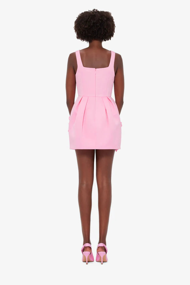 Leo Lin 'Piper' Floral Appliqué Mini Dress - Baby Pink