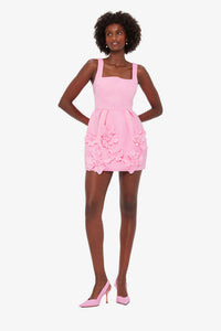 Leo Lin 'Piper' Floral Appliqué Mini Dress - Baby Pink