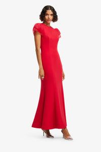 Puff sleeve maxi dress hire for wedding guest