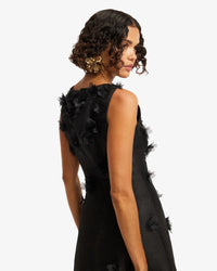 Leo Lin "Cleo" Petal Sleeveless Midi Dress - Black
