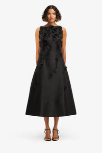 Leo Lin "Cleo" Petal Sleeveless Midi Dress - Black