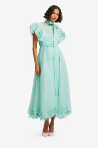 Leo Lin "Elsie" Applique Flutter Sleeve Maxi Dress