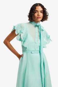 Leo Lin "Elsie" Applique Flutter Sleeve Maxi Dress