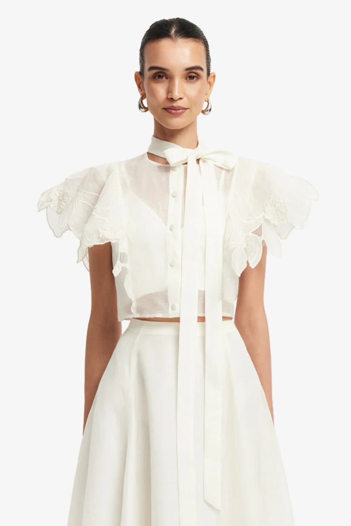 Leo Lin "Jasmine Top and Leila Skirt" Set- Snow