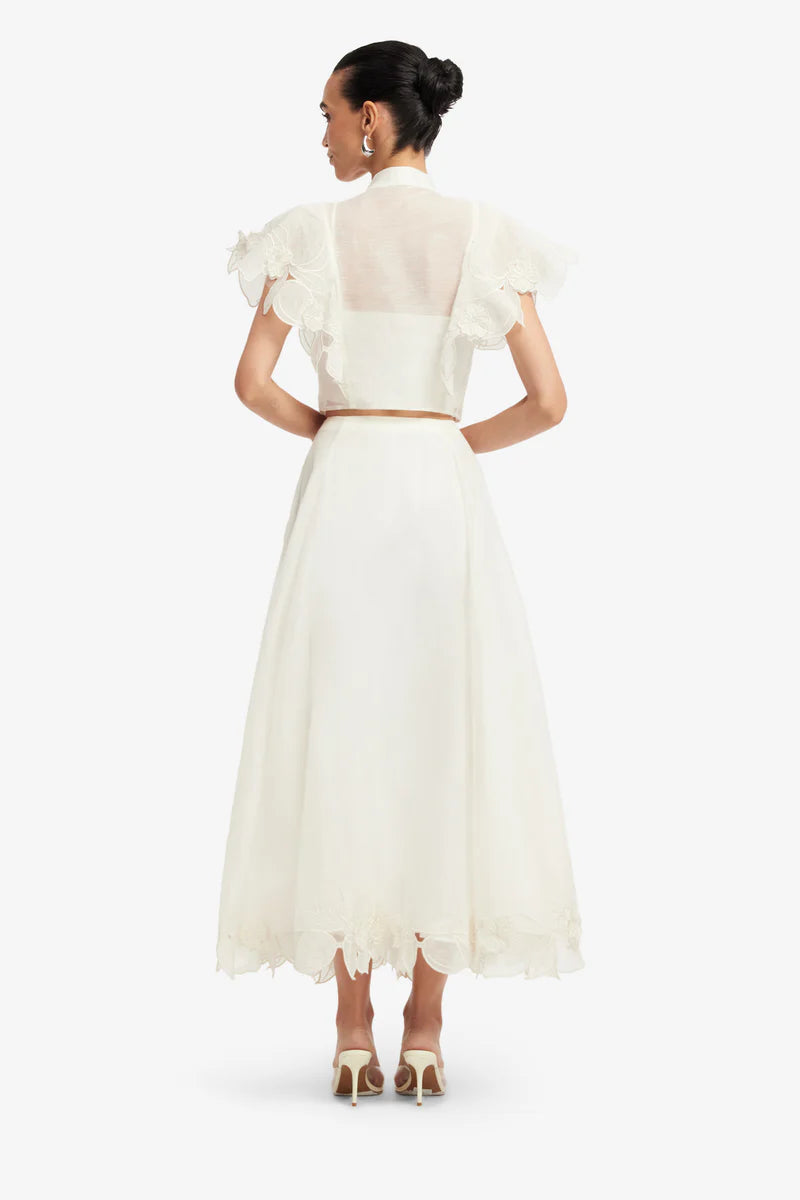 Leo Lin "Jasmine Top and Leila Skirt" Set- Snow