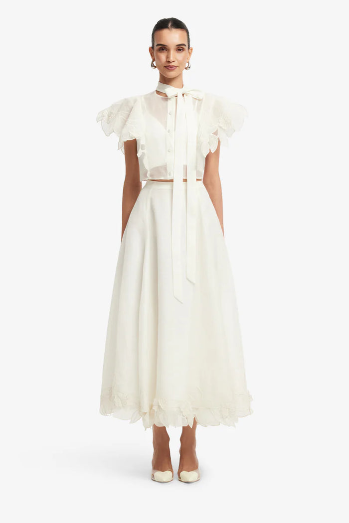 Leo Lin "Jasmine Top and Leila Skirt" Set- Snow