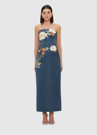 Leo Lin  "Rayna" Appliqué Floral Bustier Maxi Dress