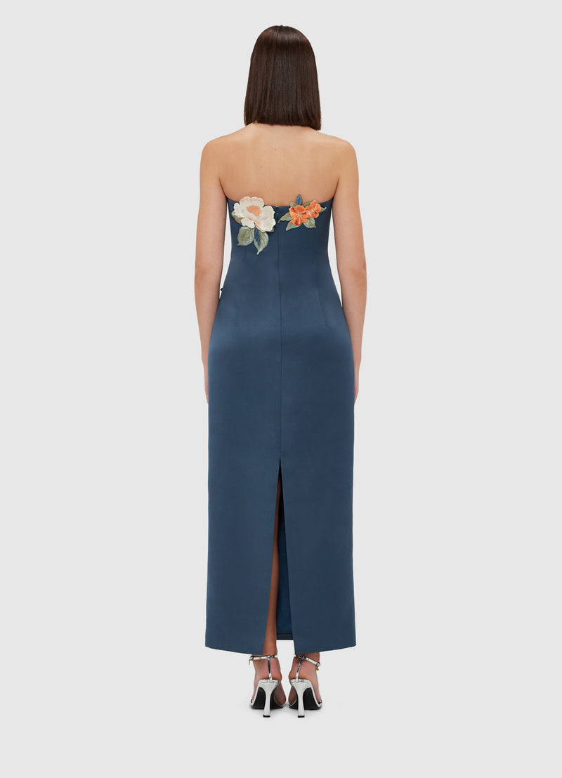 Leo Lin  "Rayna" Appliqué Floral Bustier Maxi Dress