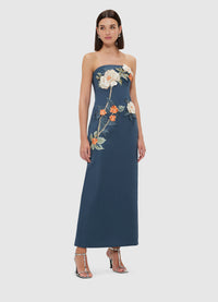Leo Lin  "Rayna" Appliqué Floral Bustier Maxi Dress