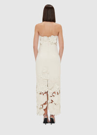 Leo Lin "Rayna" Appliqué Bustier Maxi Dress - Vanilla