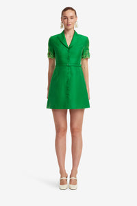 Leo Lin "Brigitte" Applique Mini Dress - Verdant