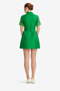 Leo Lin "Brigitte" Applique Mini Dress - Verdant