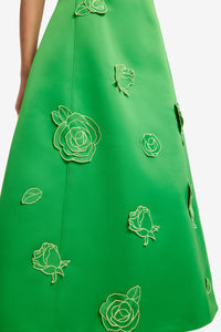 Leo Lin "Cleo" Applique Sleeveless Midi Dress - Green