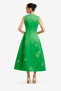 Leo Lin "Cleo" Applique Sleeveless Midi Dress - Green