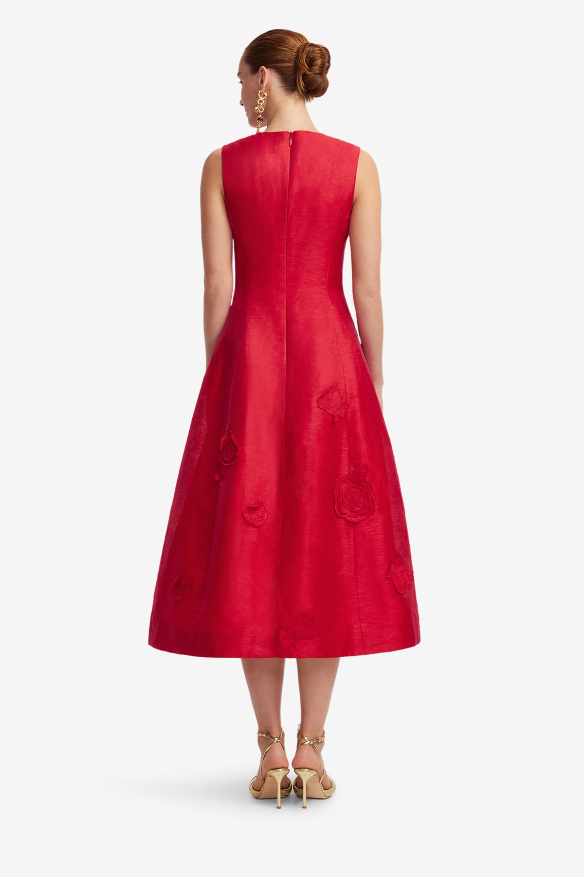 Leo Lin 'Cleo' Appliqué Sleeveless Midi Dress - Scarlet