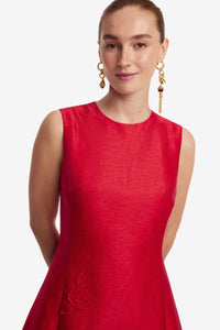 Leo Lin 'Cleo' Appliqué Sleeveless Midi Dress - Scarlet