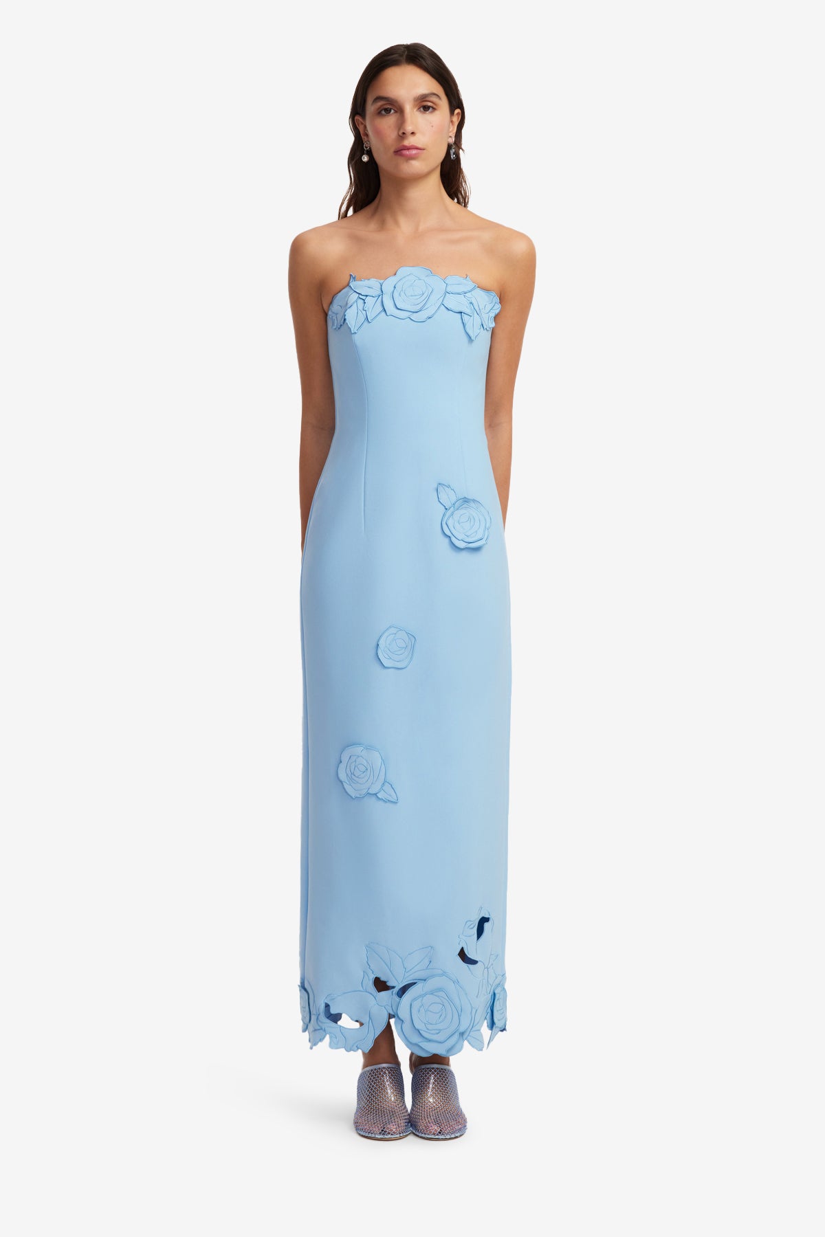 Leo Lin "Rayna" Applique Bustier Maxi Dress