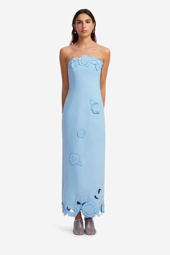 Leo Lin "Rayna" Applique Bustier Maxi Dress