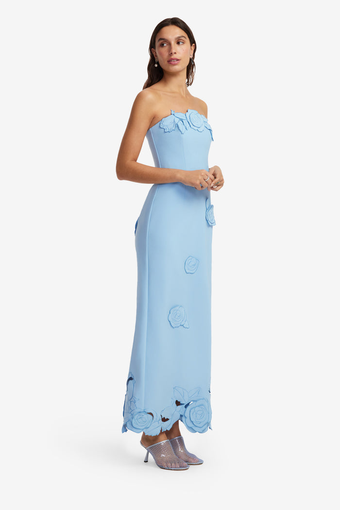 Leo Lin "Rayna" Applique Bustier Maxi Dress
