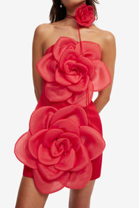 Leo Lin 'Floret' Mini Dress - Scarlet