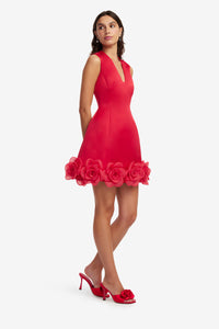 Leo Lin 'Bree' V Neck Mini Dress - Scarlet