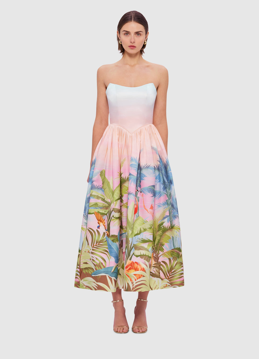 Leo Lin Melanie Bustier Midi Dress - Dreamscape Print