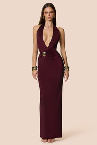 Nookie "Portia" Halter Maxi- Wine