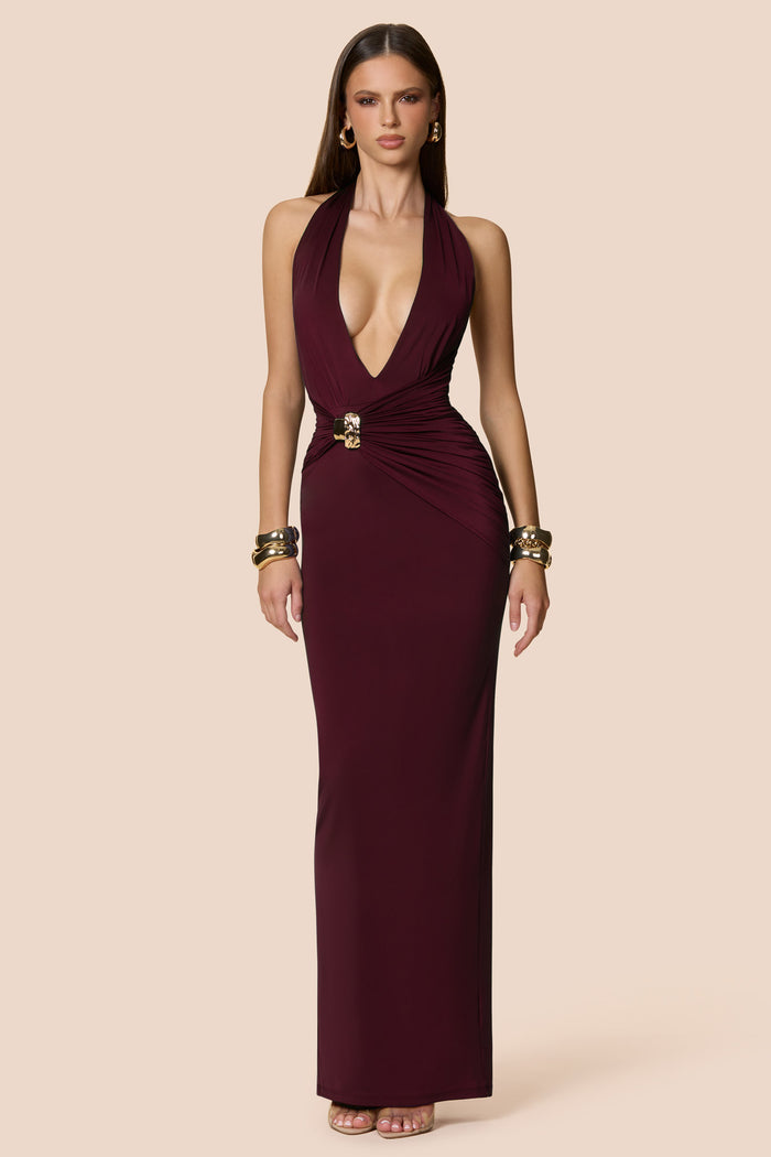 Nookie "Portia" Halter Maxi- Wine