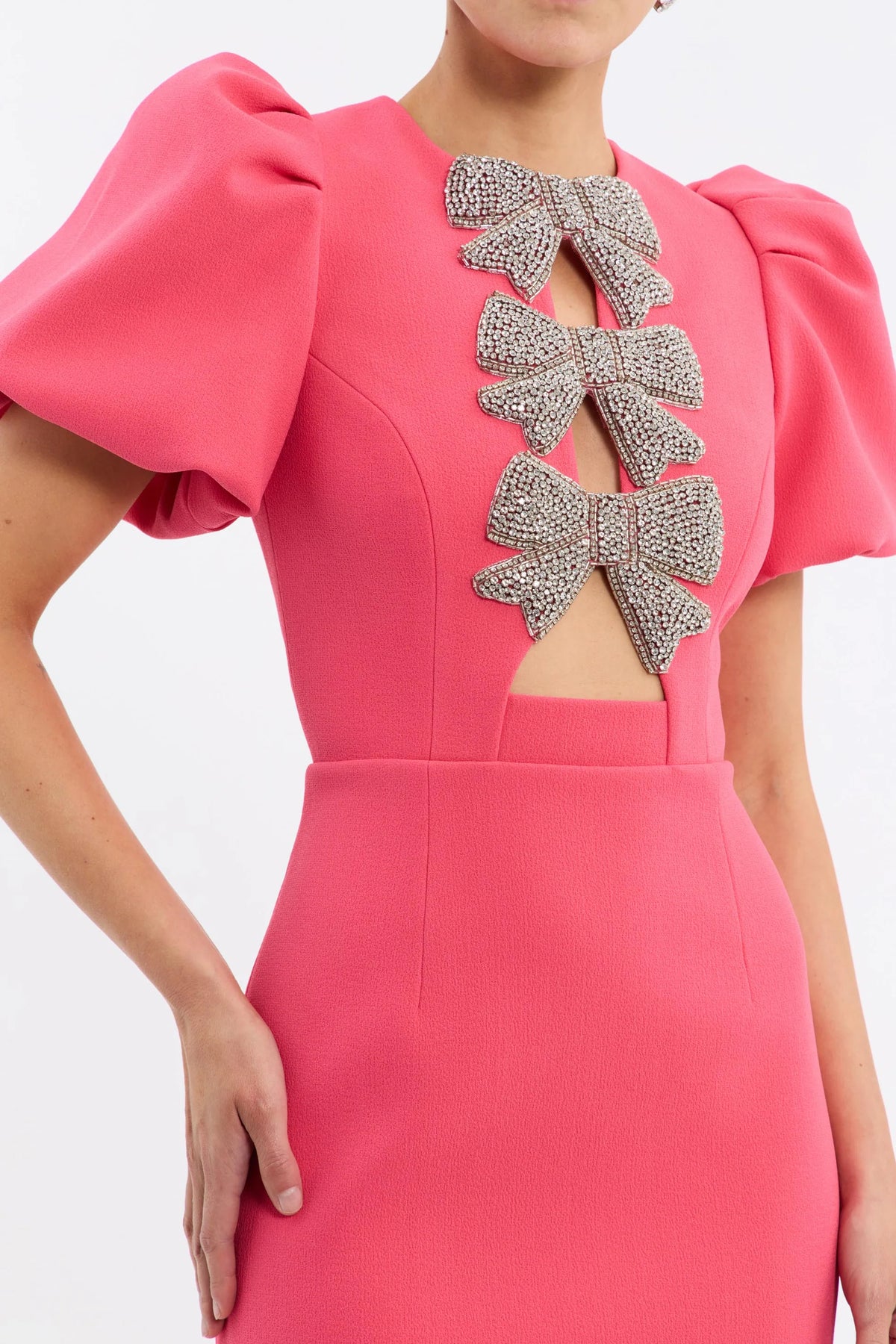 Rebecca Vallance "Posey" Puff Sleeve Midi Dress