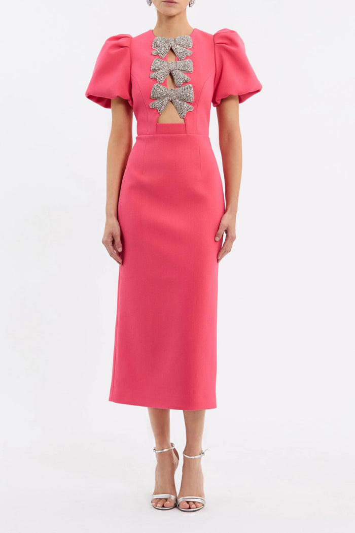 Rebecca Vallance "Posey" Puff Sleeve Midi Dress
