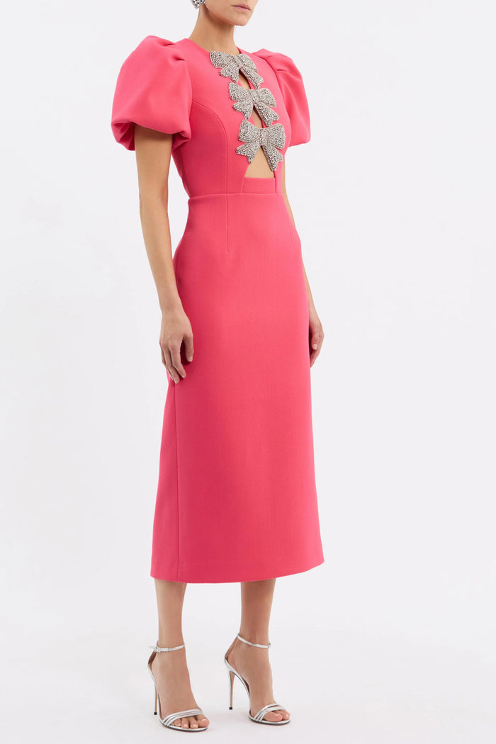Rebecca Vallance "Posey" Puff Sleeve Midi Dress