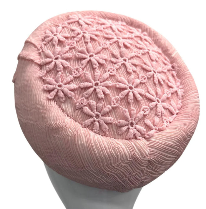 Wendy Scully Millinery Pink Texture Fabric Pillbox
