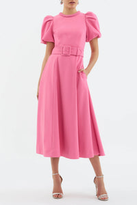Rebecca Vallance "Rosita" Puff Sleeve Midi Dress