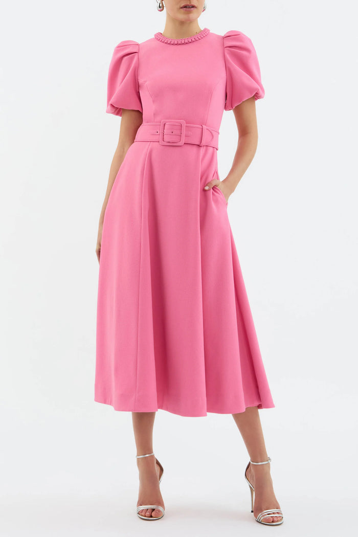 Rebecca Vallance "Rosita" Puff Sleeve Midi Dress