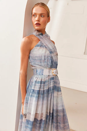 Sofia Irina Maxi Halter Dress - Blue Ocean