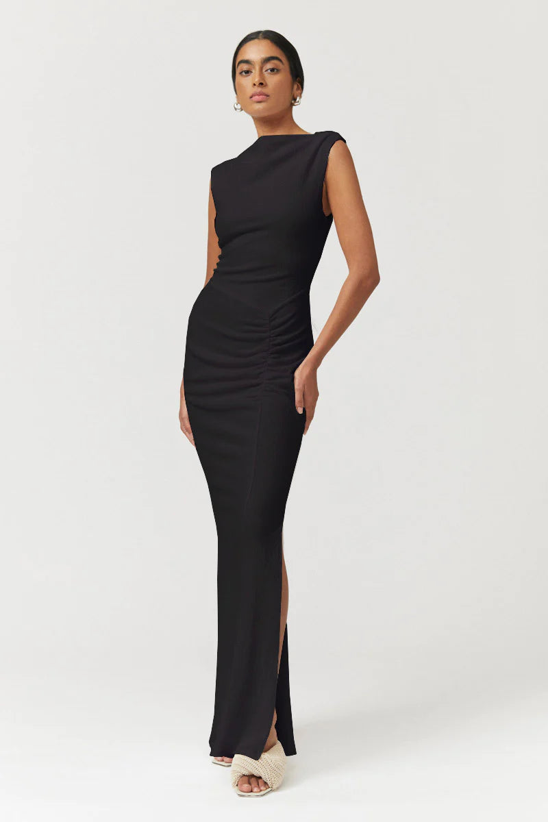 Suboo Jacqui Rouched Front Midi Dress - Black