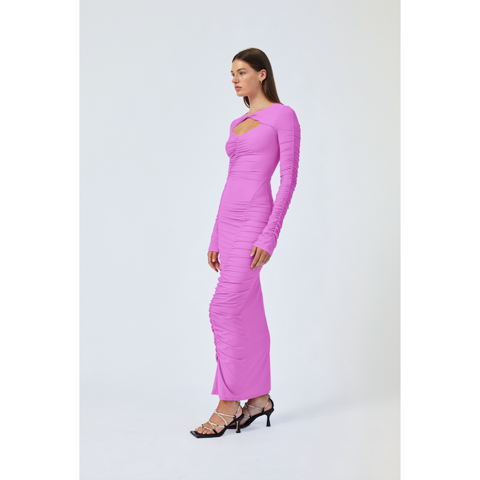 Suboo Ivy Long Sleeve Rouched Dress - Fuchsia