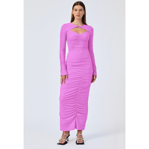 Suboo Ivy Long Sleeve Rouched Dress - Fuchsia