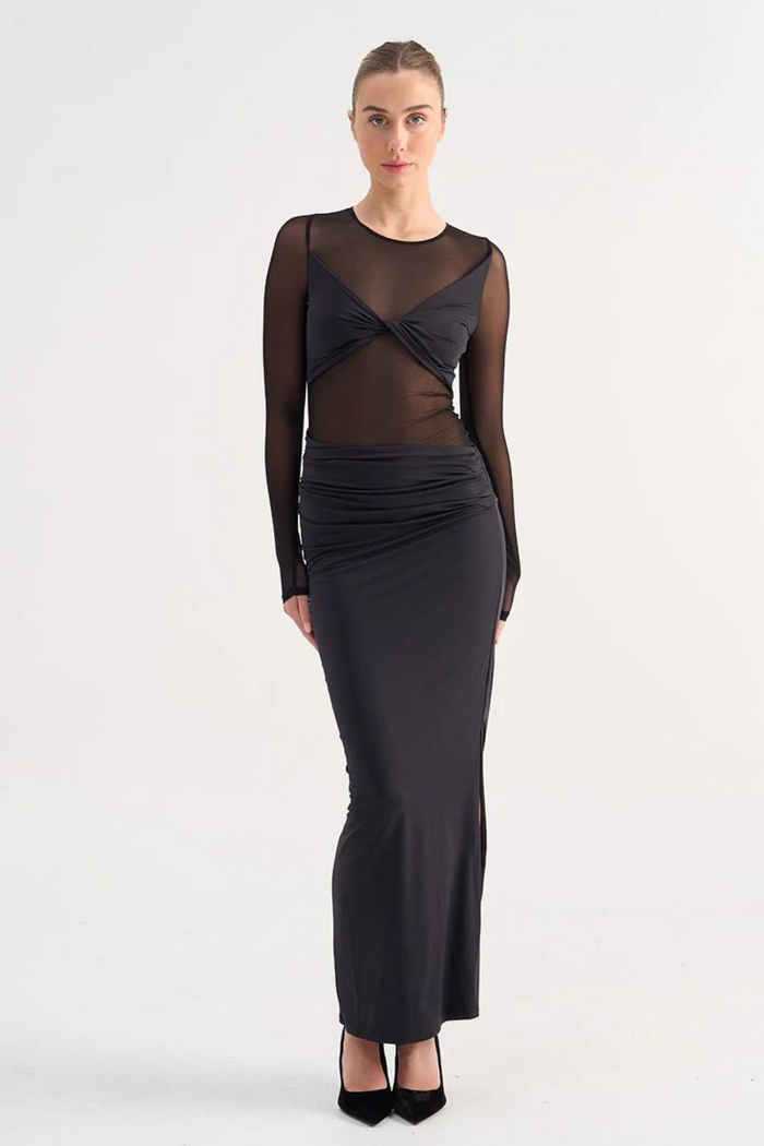 Suboo Auguste Long Sleeve Mesh Jersey Maxi Dress