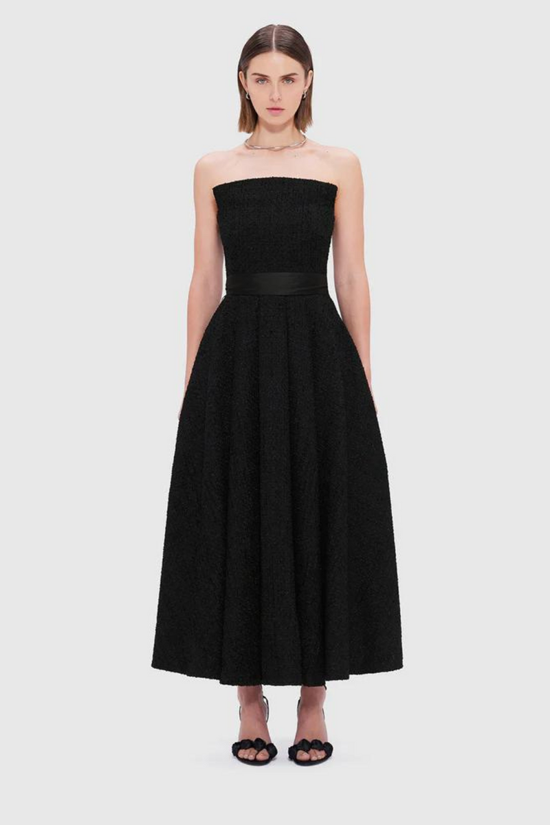 Leo Lin Angelica Tweed Bustier Maxi Dress