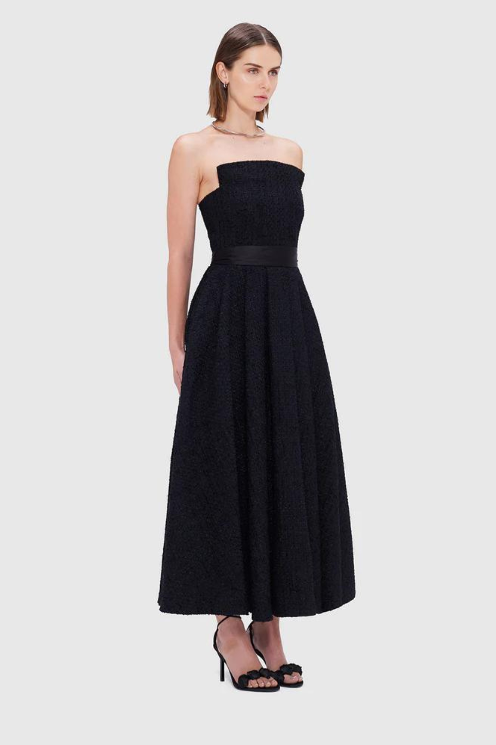 Leo Lin Angelica Tweed Bustier Maxi Dress