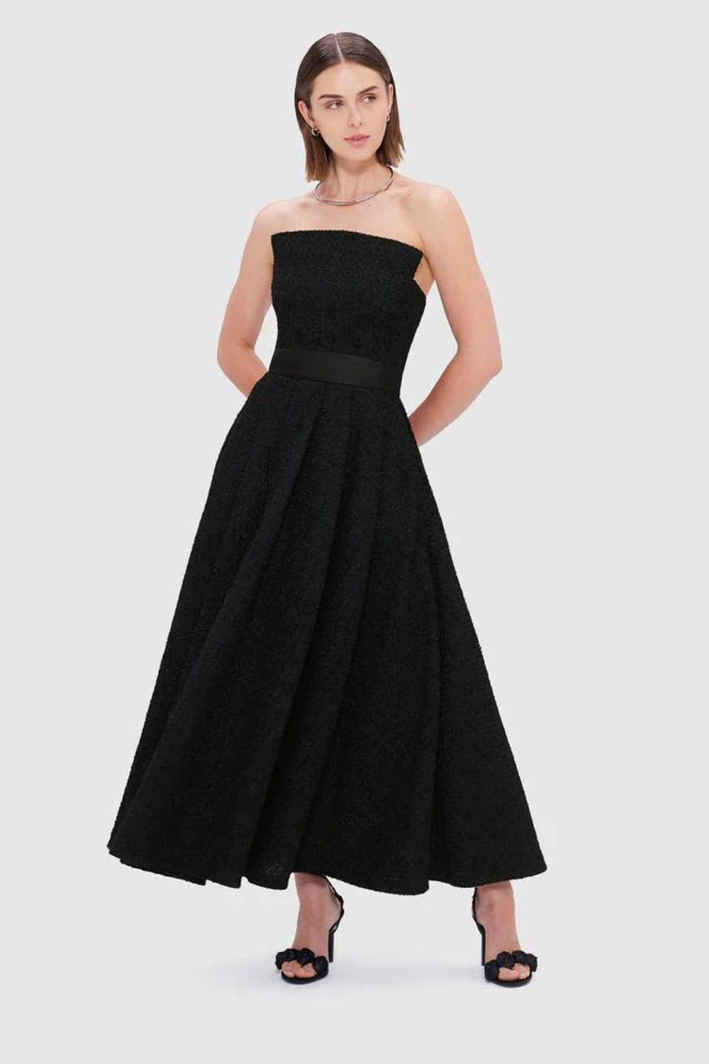 Leo Lin Angelica Tweed Bustier Maxi Dress