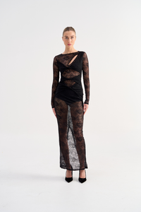Suboo Gemini Long Sleeve Twist Front Lace Maxi Dress