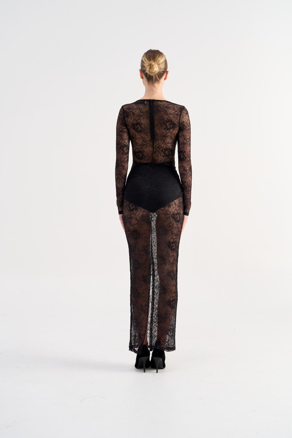 Suboo Gemini Long Sleeve Twist Front Lace Maxi Dress